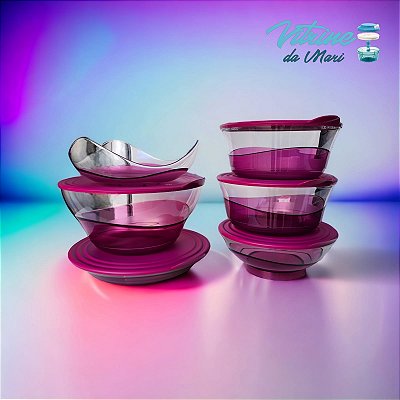 CONJUNTO POLICARBONATO ELEGÂNCIA 6 PEÇAS (2pcs- 2,3 L), ( 1pça-1,5L) ( 1pça- 4,6L) e 1 fruteira 1,5L