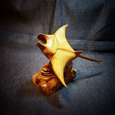 Arraia sobre Atol | Peça Única - Escultura Autoral em Madeira