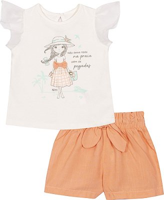 CONJUNTO BEBÊ MENINA BLUSA E SHORTS | NINI & BAMBINI (6M)