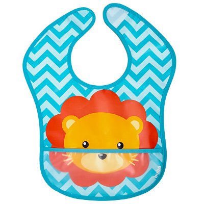 BABADOR PARA BEBÊS COM BOLSO PEGA MIGALHAS LEÃOZINHO | BUBA