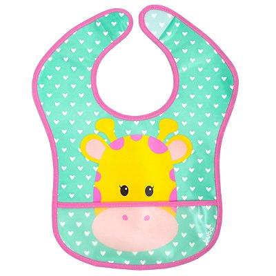 BABADOR PARA BEBÊS COM BOLSO PEGA MIGALHAS GIRAFINHA | BUBA