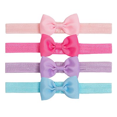KIT BEBÊ MENINA 4 FAIXAS COM LAÇOS COLORIDOS | BUBA