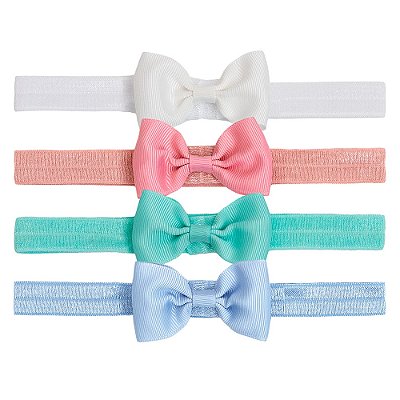 KIT BEBÊ MENINA 4 FAIXAS COM LAÇOS COLORIDOS | BUBA