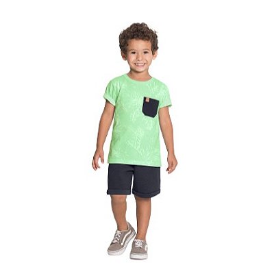 CONJUNTO INFANTIL MENINO ESTAMPADO VERDE | ALAKAZOO (8 ANOS)