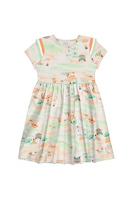 VESTIDO MALHA CANELADO ESTAMPADO | ALAKAZOO (4 ANOS)