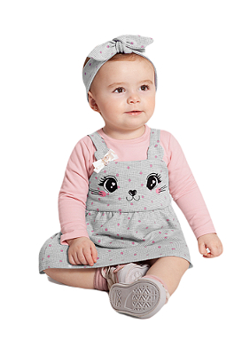 VESTIDO INFANTIL MENINA MANGA LONGA POÁ | ALAKAZOO (3 ANOS)