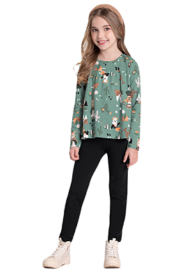 CONJUNTO INFANTIL MENINA BLUSA ESTAMPADA | ALAKAZOO (8 ANOS)