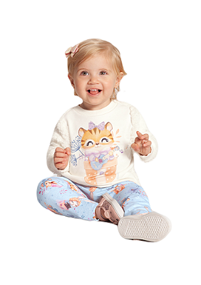CONJUNTO INFANTIL MENINA COM BLUSA DE PELO | ALAKAZOO (1 ANO)