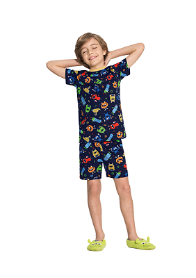 PIJAMA INFANTIL MENINO MONSTROS MARINHO | ALAKAZOO (3 ANOS)