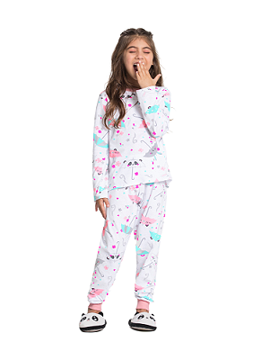 PIJAMA INFANTIL MENINA ESTAMPADO BRANCO | ALAKAZOO (8 ANOS)