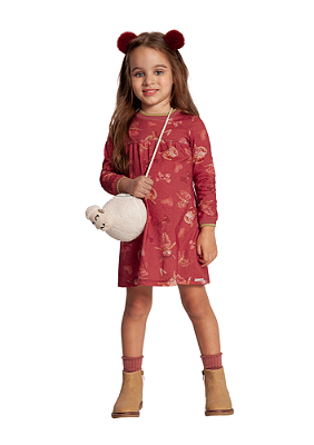 VESTIDO INFANTIL MENINA MEIA MALHA ESTAMPADO | ALAKAZOO (2 ANOS)