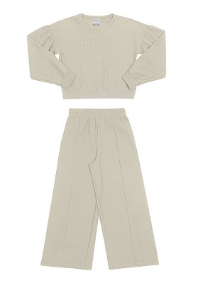 CONJUNTO INFANTIL MENINA EM MALHA BEGE | ALAKAZOO (8 / 16 ANOS)