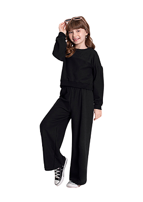 CONJUNTO INFANTIL MENINA EM MALHA PRETO | ALAKAZOO (4 ANOS)