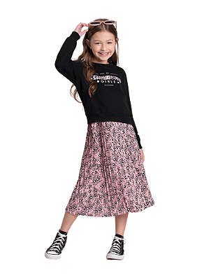 CONJUNTO INFANTIL MENINA COM SAIA MIDI | ALAKAZOO (6 ANOS)