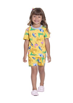 PIJAMA INFANTIL UNISSEX ESTAMPADO AMARELO | ALAKAZOO (2 A 10 ANOS)