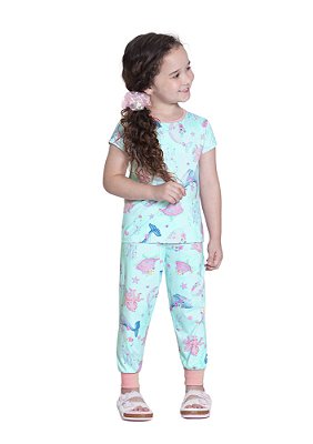 PIJAMA INFANTIL MENINA ESTAMPADO AZUL | ALAKAZOO (1 A 10 ANOS)