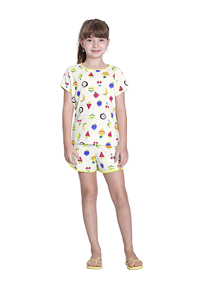 PIJAMA INFANTIL MENINA ESTAMPADO FRUTAS | ALAKAZOO (16 ANOS)