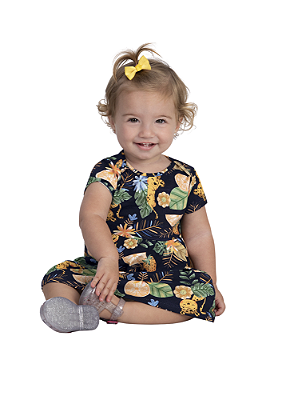 VESTIDO INFANTIL MENINA MALHA ESTAMPADO | ALAKAZOO (3M A 3 ANOS)