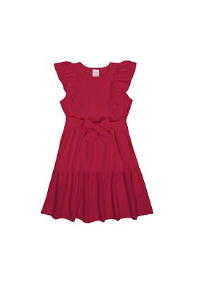 VESTIDO INFANTIL MENINA EM MALHA VERMELHO | ALAKAZOO (6 ANOS)