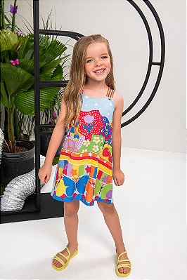 VESTIDO INFANTIL MENINA ESTAMPADO | POKOTINHA (2 A 10 ANOS)