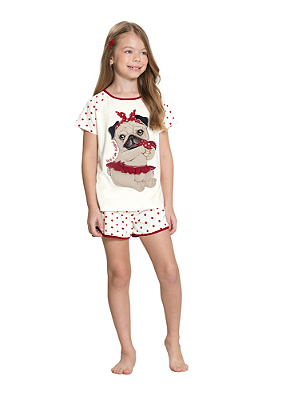 PIJAMA INFANTIL MENINA POÁ VERMELHO | ALAKAZOO (4 / 12 ANOS)