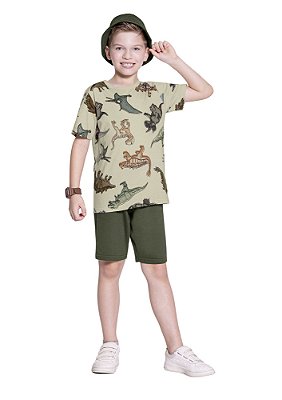CONJUNTO INFANTIL MENINO ESTAMPA DINOSSAUROS | ALAKAZOO (6 A 10 ANOS)