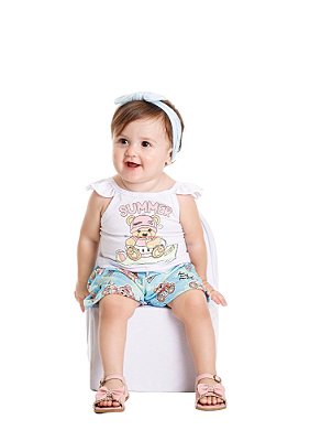 CONJUNTO BEBÊ MENINA BLUSA MALHA | PIMENTINHA (3M A 9M)