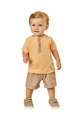 CONJUNTO BEBÊ MENINO CAMISETA E BERMUDA | POKOTINHA (3M A 1 ANO)