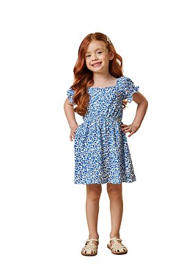 VESTIDO INFANTIL MENINA FLORIDO EM LAISE | POKOTINHA (2 / 3 ANOS)