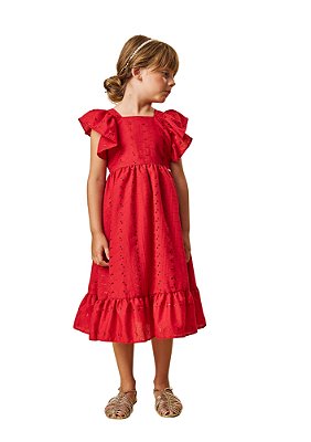 VESTIDO INFANTIL MIDI MENINA VERMELHO | POKOTINHA (6 A 10 ANOS)