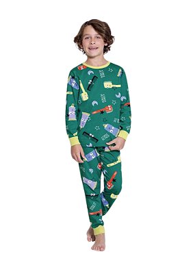 PIJAMA LONGO INFANTIL MENINO EM MALHA ESTAMPADO | ALAKAZOO (2 A 10 ANOS)