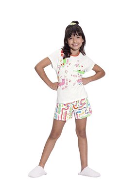 PIJAMA INFANTIL MENINA QUE BRILHA NO ESCURO | ALAKAZOO (6 ANOS)