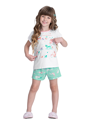 PIJAMA INFANTIL MENINA BRILHA NO ESCURO | ALAKAZOO (4 / 6 / 10 ANOS)