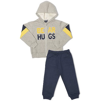 CONJUNTO INFANTIL MENINO MOLETOM COM CAPUZ | VRASALON (1 A 2 ANOS)