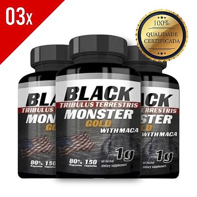 COMBO 3X - TRIBULUS TERRETRIS + Maca 1000 mg - 150 CAPS | BLACK MONSTER GOLD