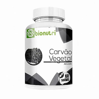 Carvão Vegetal Ativado Puro 100% Absorção - 60 Cáps (500g) | Bionutri