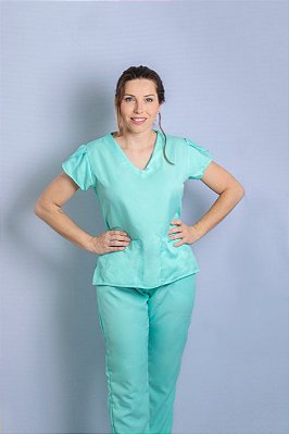 Scrub Beatrice Conjunto Verde Água - Pijama Cirúrgico