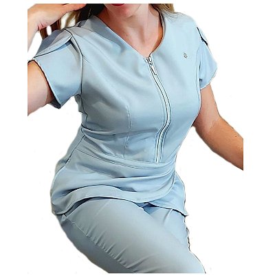 Camisa do Scrub Feminino Kate Cinza Alumínio - Pijama Cirúrgico