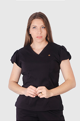 Camisa do Scrub Feminino Kate Preto - Pijama Cirúrgico