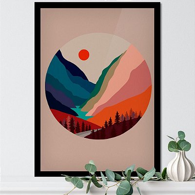 Quadro Decorativo Montanhas Abstratas Coloridas - Personalize