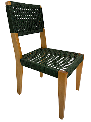 Cadeira de mesa em madeira e corda náutica