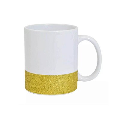 Caneca Ceramica Glitter na Base - Dourado