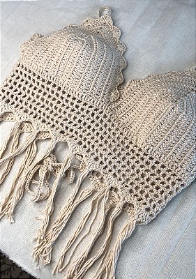 Cropped Sand Crochê