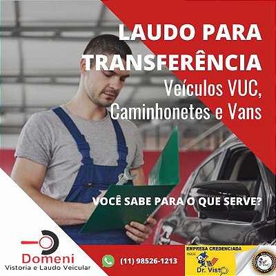 Vistoria de Transferência - Veículos VUC, Caminhonete e Vans