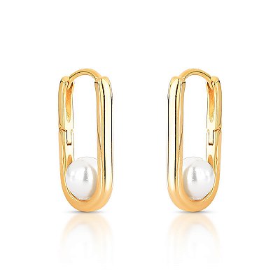 Brinco argola pérola