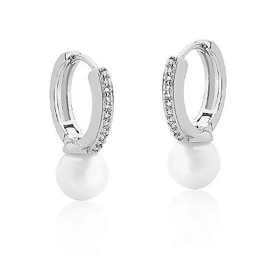 Brinco argola pérola