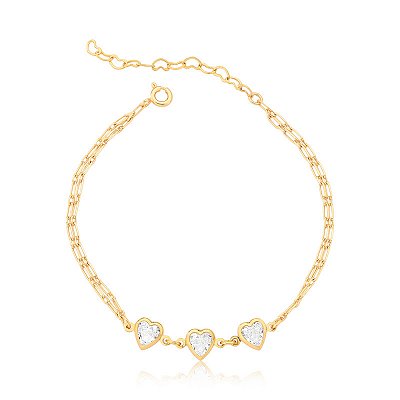 Pulseira trio corações