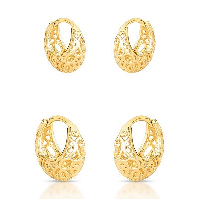 Brinco dupla argolas arabesco