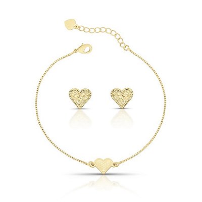 Conjunto coração diamantado