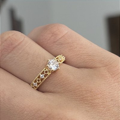 Anel solitário cristal